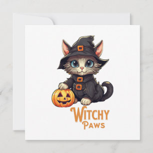 Invitación Halloween Cat WitchPaws