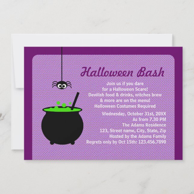 Invitación Halloween Cauldron (Anverso)