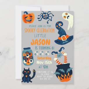 Invitación Halloween Cauldron Brujas Niños Cumpleaños Fiesta