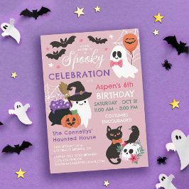 Invitación Halloween, Chica de la celebración con fantasía ro