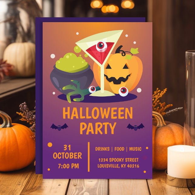 Invitación Halloween Cocktail Fiesta Spooky Pumpkin (Subido por el creador)