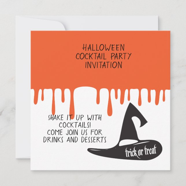 Invitación Halloween Cocktail Night Fiesta Gorra negro modern (Anverso)