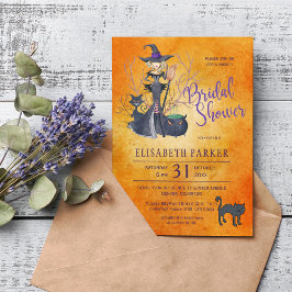 Invitación Halloween color agua bruja fiesta de ducha de novi