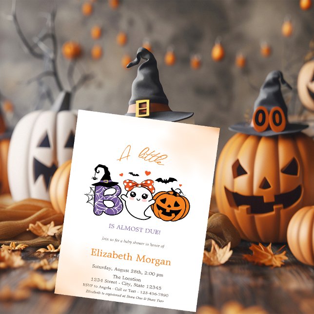 Invitación Halloween con calabazas fantasma de un pequeño Boo (Subido por el creador)
