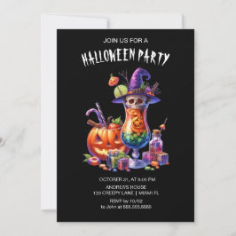 Invitación Halloween con cócteles góticos negros