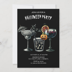 Invitación Halloween con cócteles góticos negros