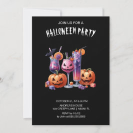 Invitación Halloween con cócteles góticos negros