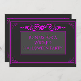 Invitación Halloween con cráneo rosado