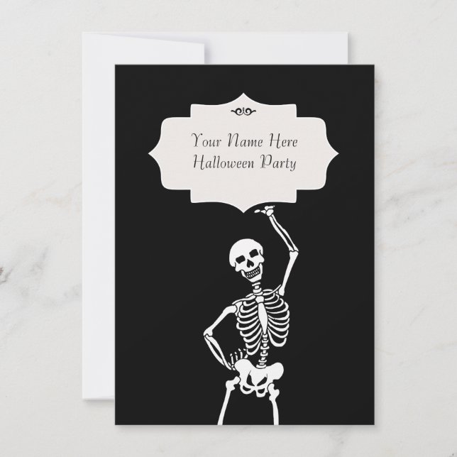 Invitación Halloween con esqueletos (Anverso)