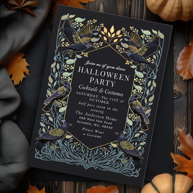 Invitación Halloween con flores góticas encantadas (Subido por el creador)