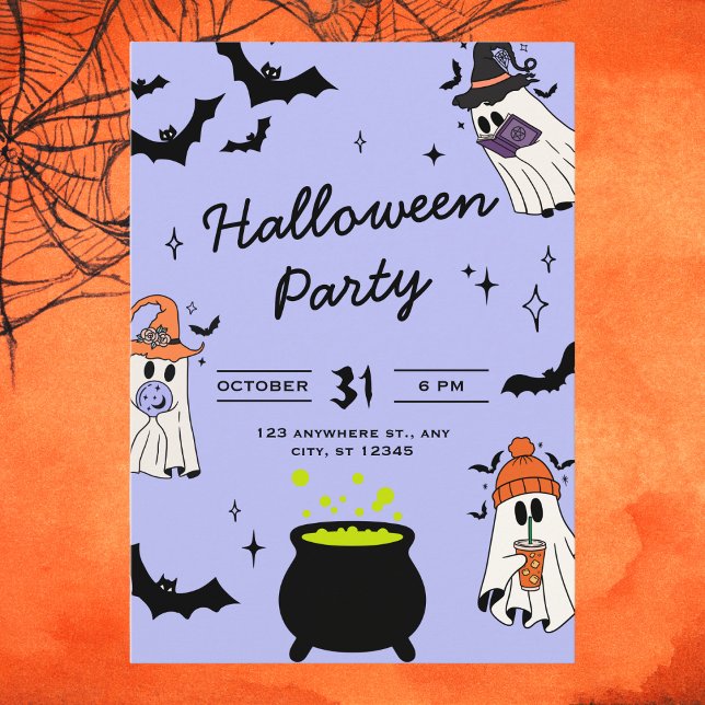 Invitación Halloween con gafas ilustrativas de color negro y  (Subido por el creador)