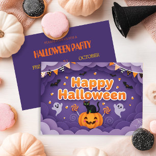 Invitación Halloween con ghost y calabaza