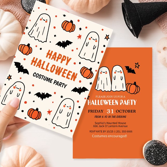 Invitación Halloween con ghost y calabaza (Subido por el creador)