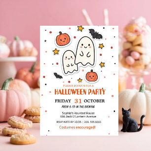 Invitación Halloween con ghost y calabaza
