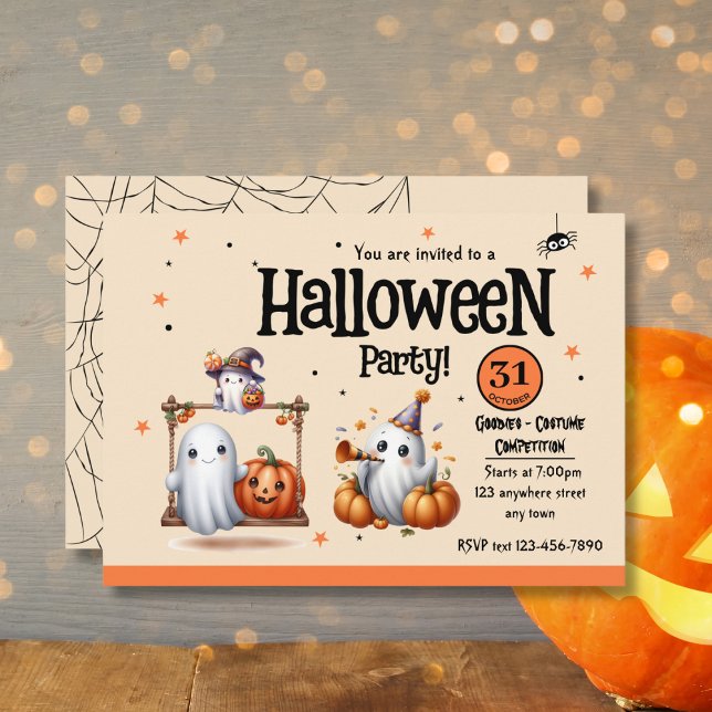 Invitación Halloween con ghost y calabaza (Subido por el creador)