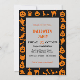 Invitación Halloween con ghost y calabaza