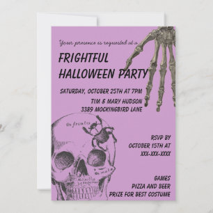 Invitación Halloween con la mano de Skeleton