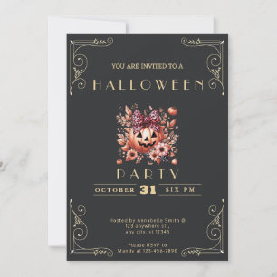 Invitación Halloween con linterna de Chalkboard Black & Gold
