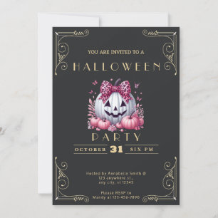Invitación Halloween con linterna de Chalkboard Black & Gold