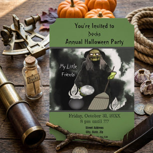 Invitación Halloween con lluvias de bruja