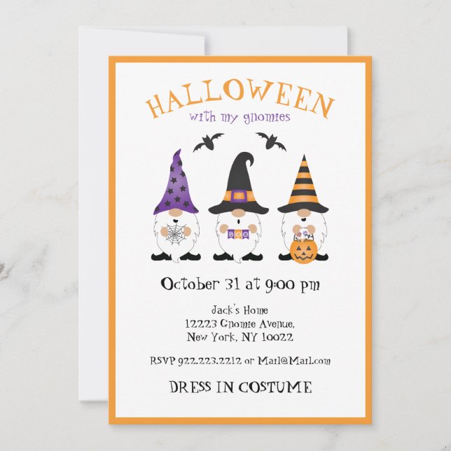 Invitación Halloween con mi Naranja púrpura (Anverso)