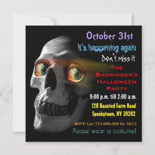 Invitación Halloween con miedo a la calavera