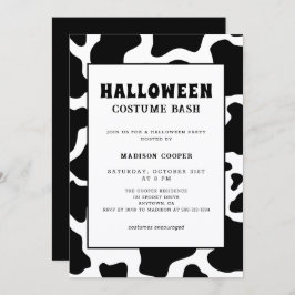 Invitación Halloween con moderno traje de impresión de vaca b