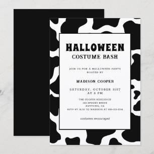 Invitación Halloween con moderno traje de impresión de vaca b