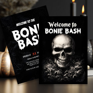 Invitación Halloween con tema de cráneo oscuro