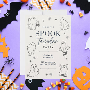 Invitación Halloween con temática fantasmal y teatral