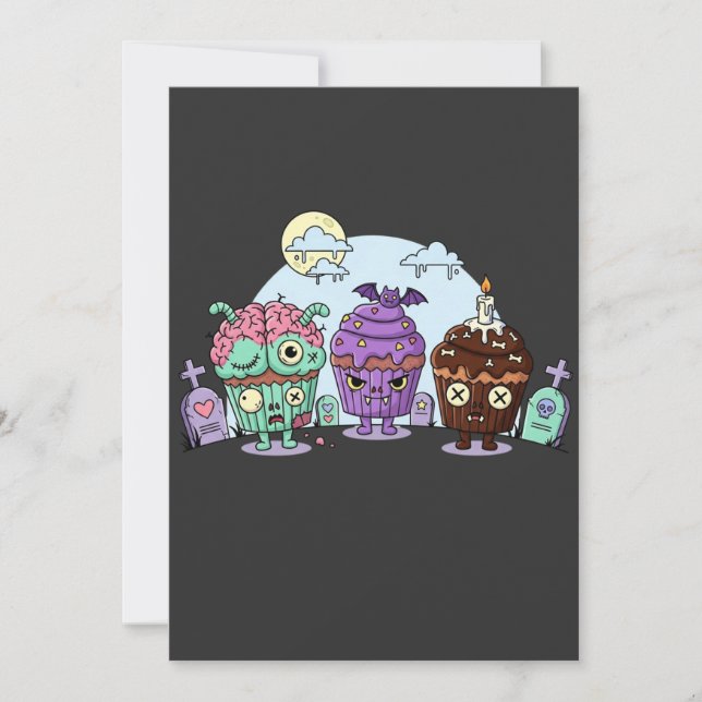 Invitación Halloween con torta zombie (Anverso)