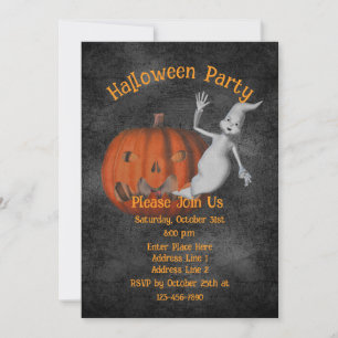 Invitación Halloween con un fantasma lindo Jack-O-Lantern