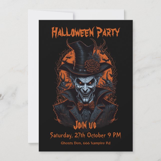 Invitación Halloween con vampiros (Anverso)