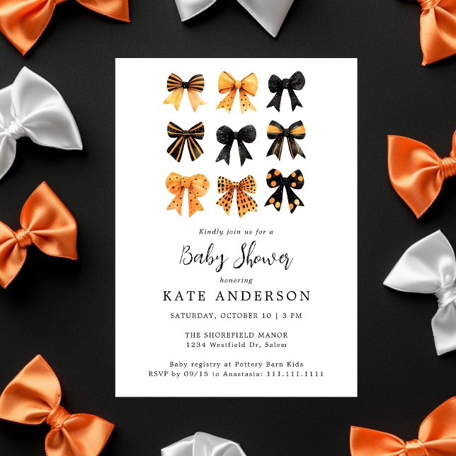Invitación Halloween Coquette Bows Cuate Baby Shower (Subido por el creador)