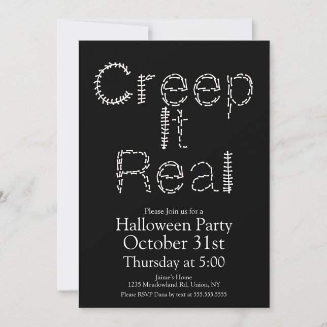 Invitación Halloween Creep It Real Skeleton Bones Spin (Anverso)