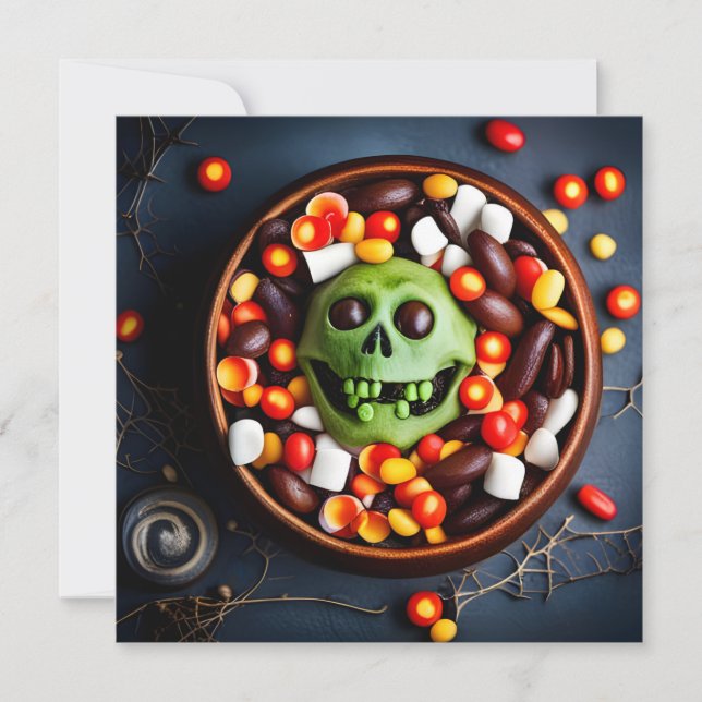 Invitación Halloween Creepy Candy Bowl (Anverso)