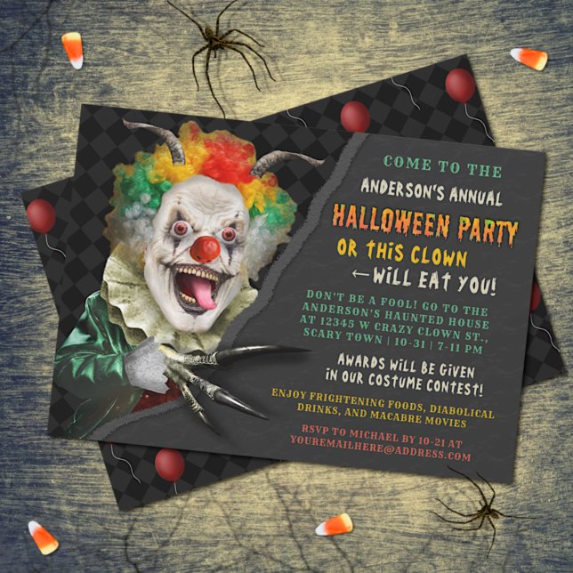 Invitación Halloween Creepy Clown Funny Adulto Scary Fiesta (Subido por el creador)