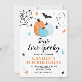 Invitación Halloween cuatro calabazas de cumpleaños espeluzna