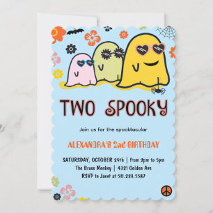 Invitación Halloween cumpleaños 2º espeluznante fantasmas ret
