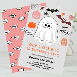 Invitación Halloween cumpleaños 2 espeluznante pequeño boo
