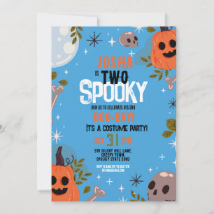 Invitación Halloween Cumpleaños DOS Niños Fiesta Fantasma Azu