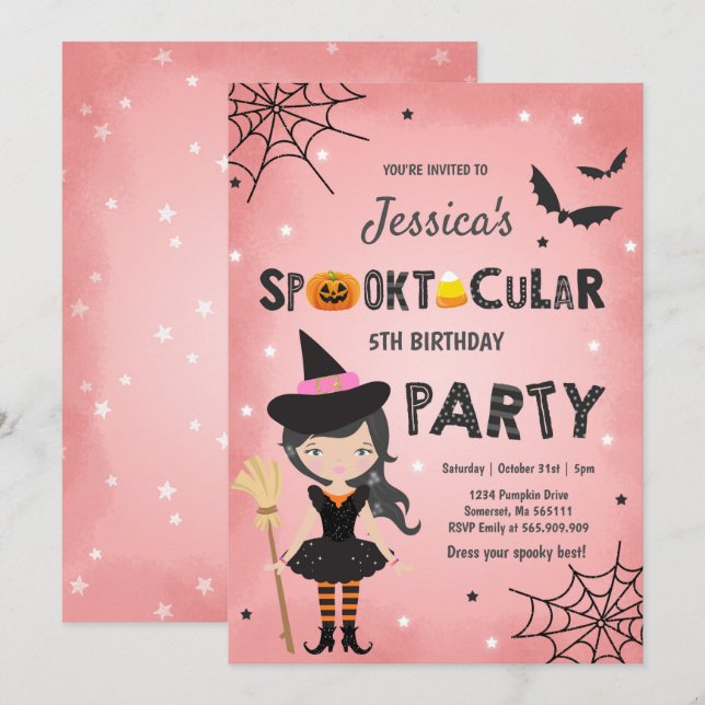 Invitación Halloween cumpleaños invitan a fiesta de halloween (Anverso / Reverso)
