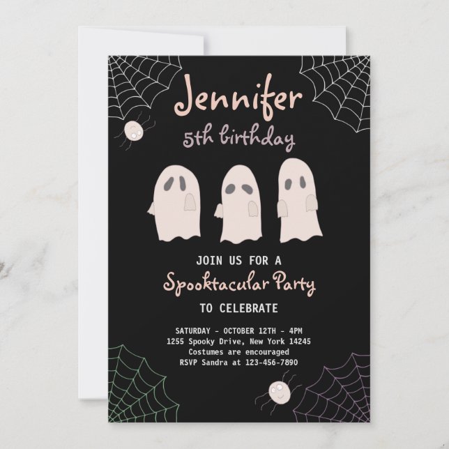 Invitación Halloween Curte Ghost Birthday Spooktacular Invita (Anverso)