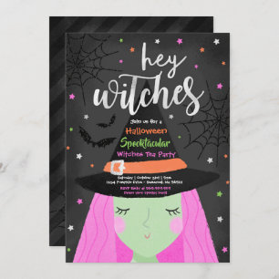 Invitación Halloween curte Hey bruja Fiesta de té de Hallowee