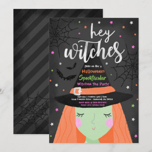 Invitación Halloween curte Hey bruja Fiesta de té de Hallowee