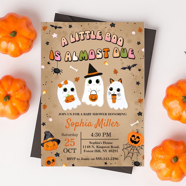 Invitación Halloween Cute Ghost Baby Shower (Subido por el creador)
