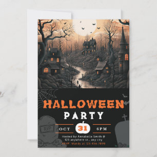 Invitación Halloween de Amantes Negros de la Luna Llena de la