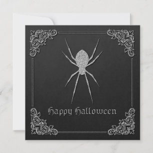 Invitación Halloween de araña plateada