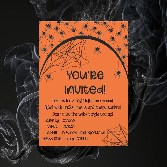 Invitación Halloween de arañas espeluznantes (Subido por el creador)