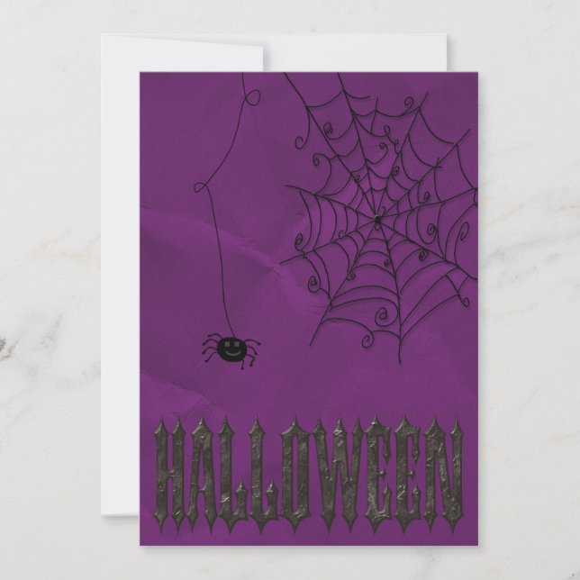 Invitación Halloween de arañas y telarañas espeluznantes (Anverso)